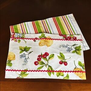 Set of 2 Colorful Fruit and Stripe Reversible Placements